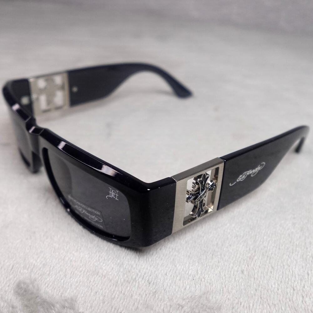 Ed Hardy Ed Trinity Sunglasses Black Shield UV400 NEW